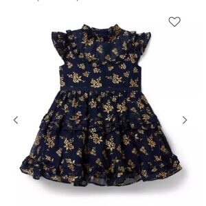 Janie and Jack Navy and Gold Floral Dress